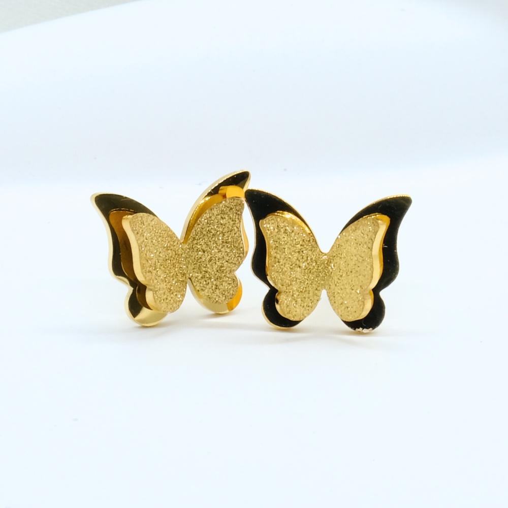 Butterfly Stud Yellow Gold Plated